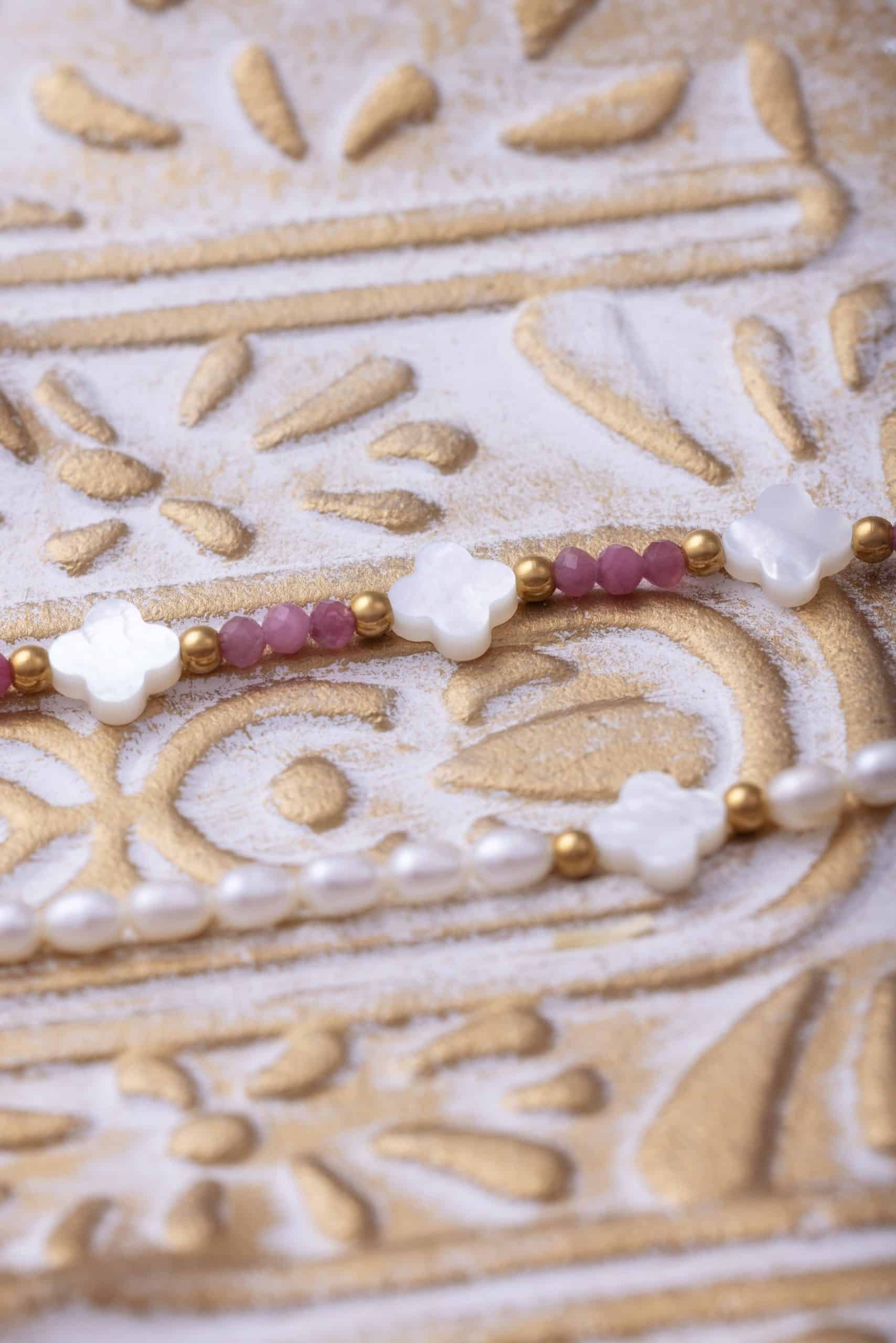 Clover bracelet with Pink Tourmaline