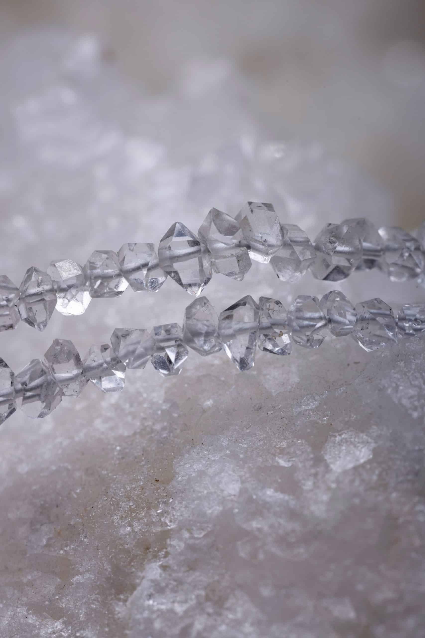 Crystal necklace Herkimer with small crystals