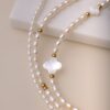 Pearl Necklace with Clover Charms
