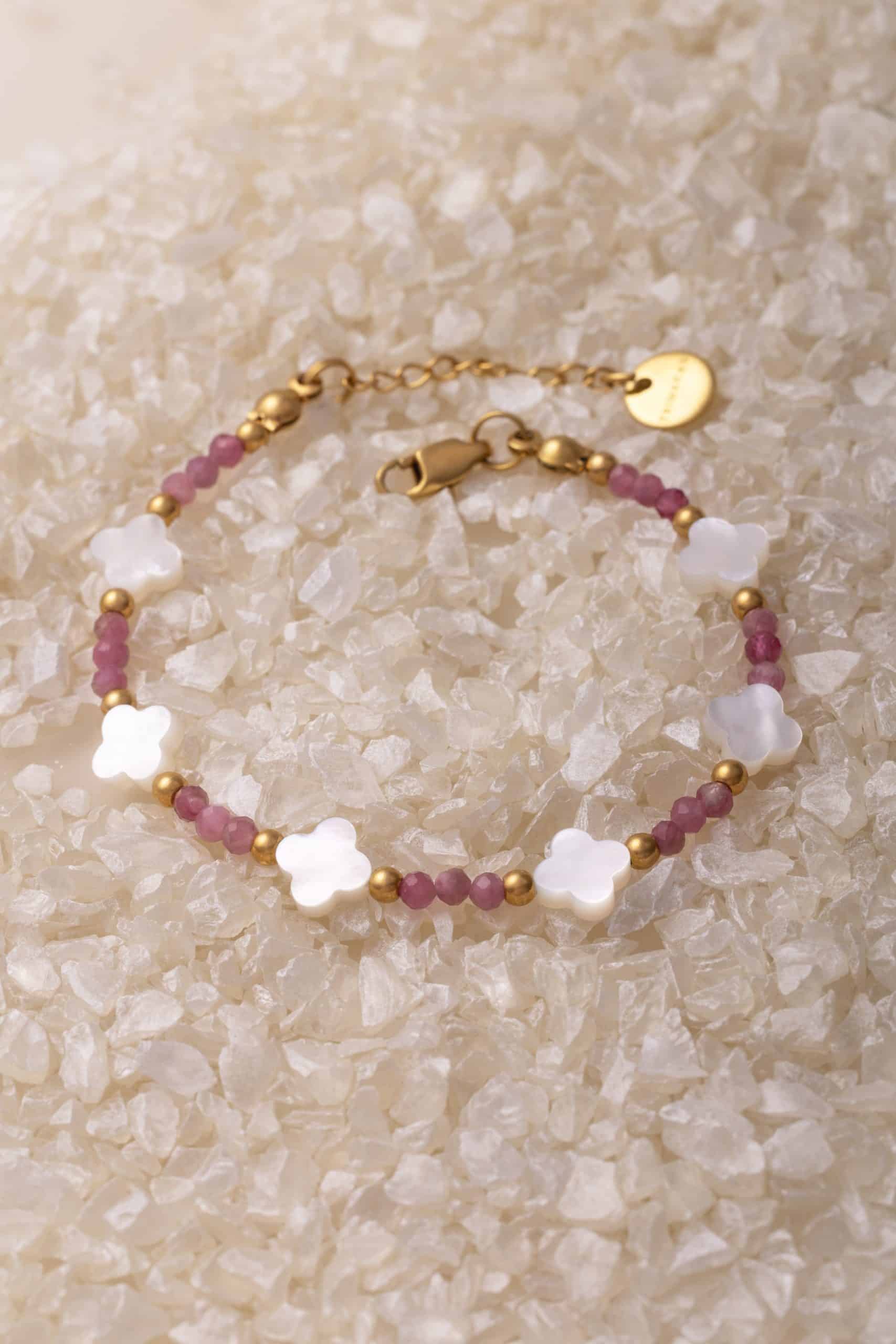 Clover bracelet with Pink Tourmaline