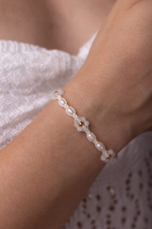 Flower bracelet Moonstone and Pearls – Fleur Eterna