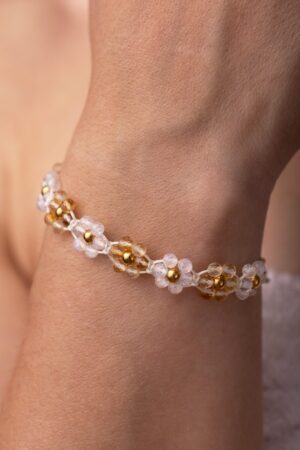 Flower bracelet with Citrine and Moonstone – Fleur Eterna