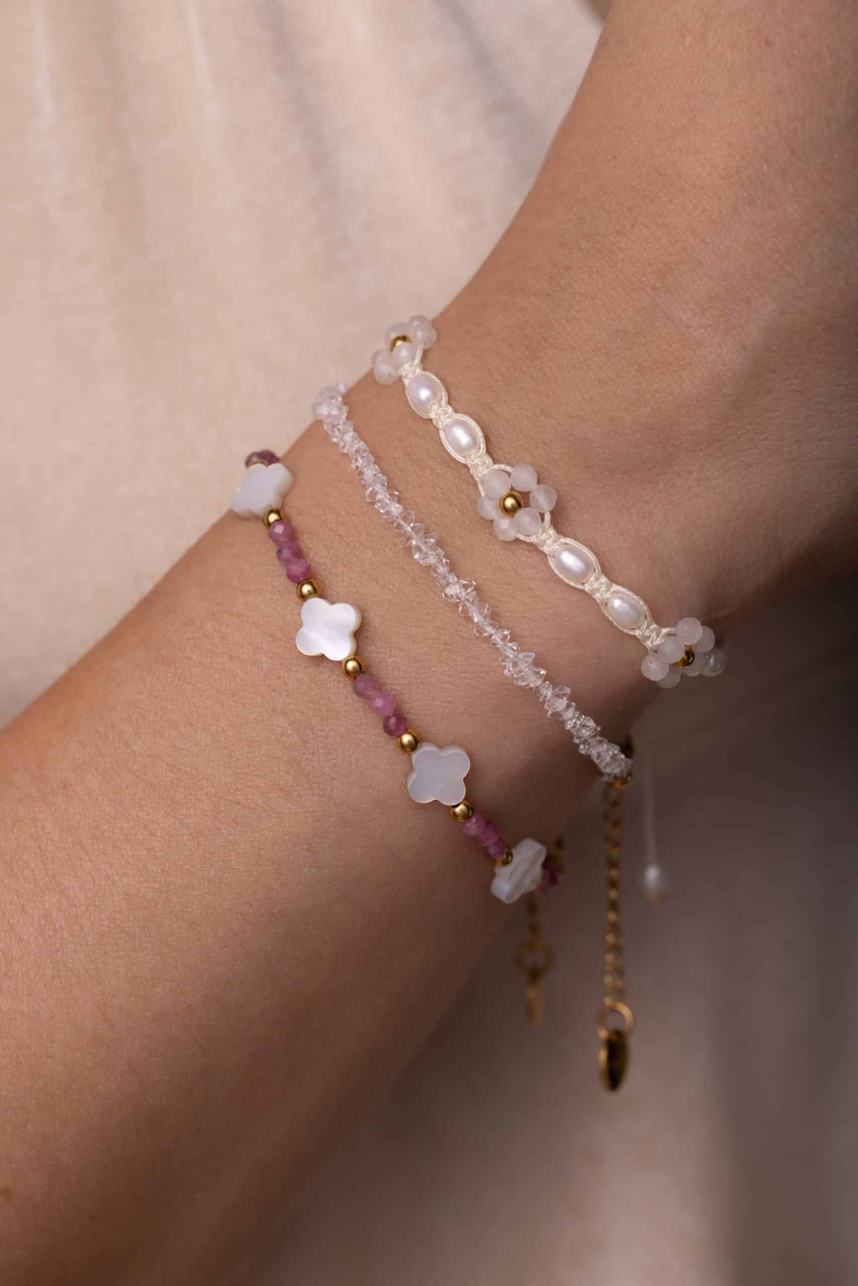 Clover bracelet with Pink Tourmaline
