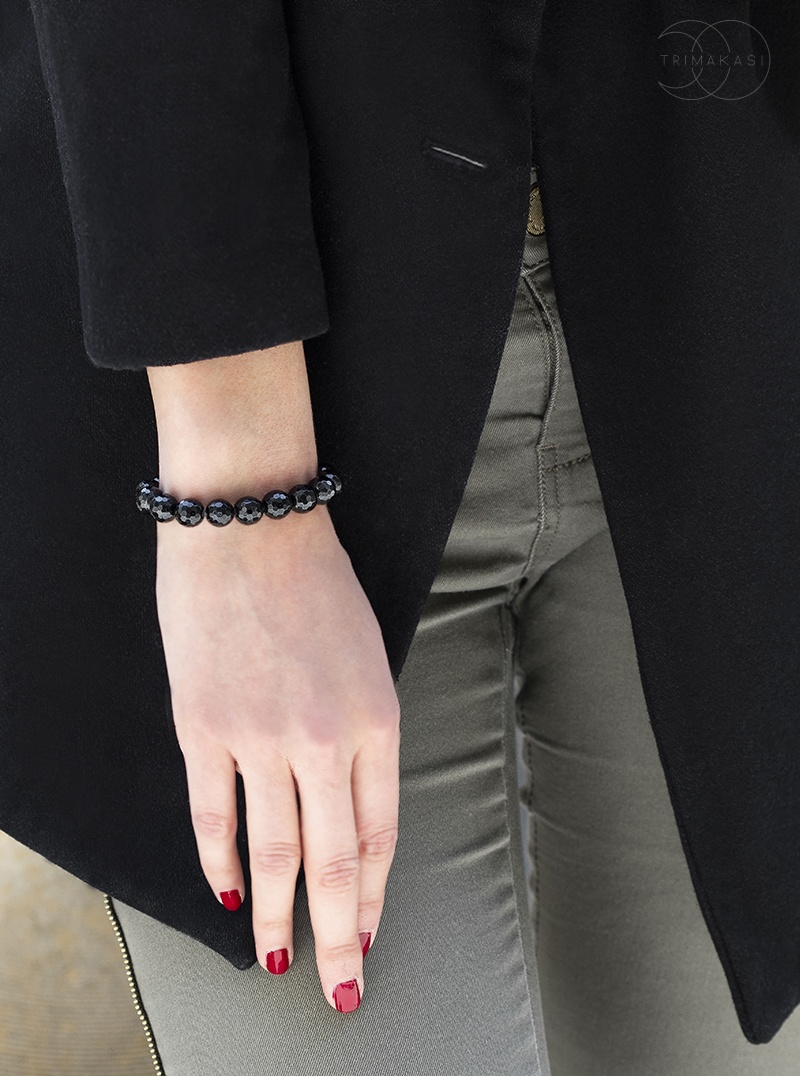 Black Tourmaline Crystal Chip Bracelet | Elasticated Bracelet-sieuthinhanong.vn