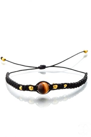 Bracciale macramè in occhio di tigre nero.