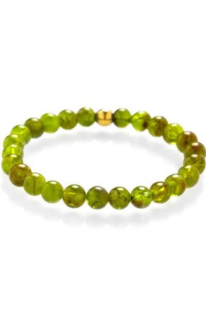 Bracelet Perles Cornaline Orange Et Péridot Vert – Fermoir Mousqueton – Diam. ~5 Cm
