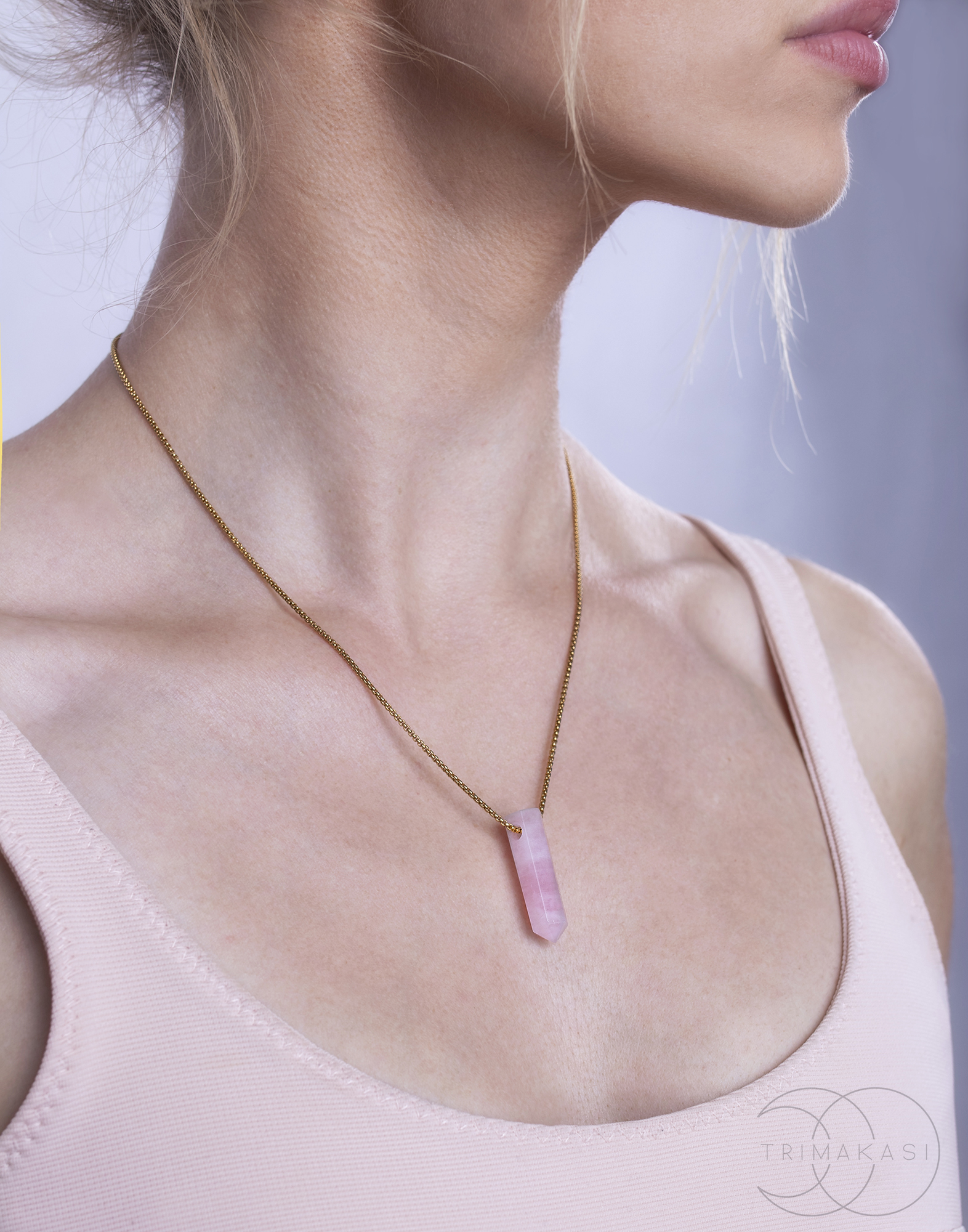 Collana di cristalli da donna - Quarzo rosa – Trimakasi
