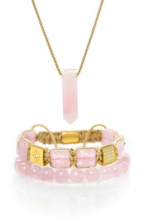 de joyas de mujer de cuarzo rosa 2 + 1 - | ES