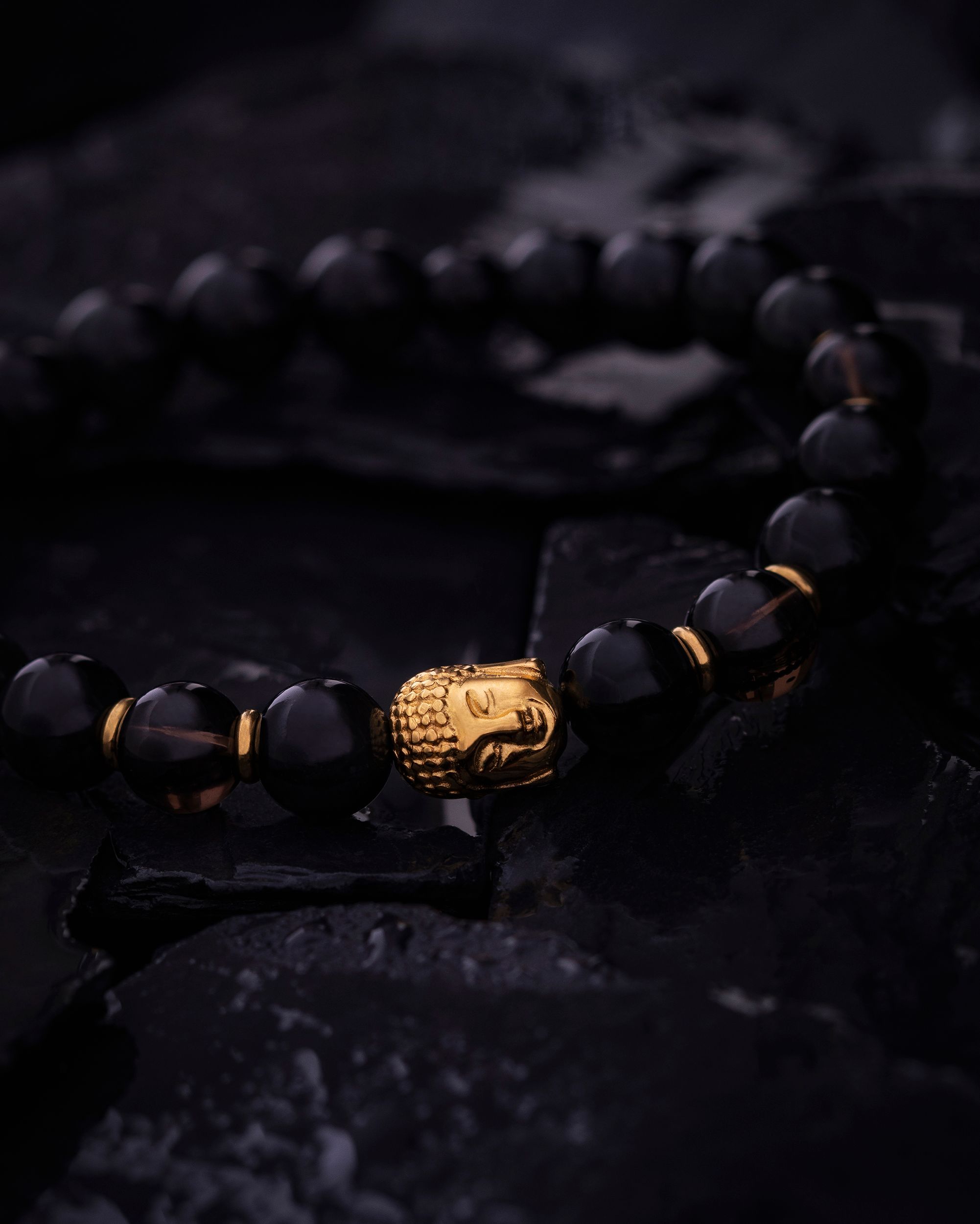 Bracelet perles heishi pierres naturelles améthyste et quartz rose bouddha  doré acier - Site officiel Sixtystones - Bracelets Heishi pour Homme