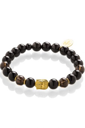 Gold Buddha Bracelet,black Onyx Bracelet, Gemstone Crystal Bracelet, Gold  Bead Bracelet - Etsy