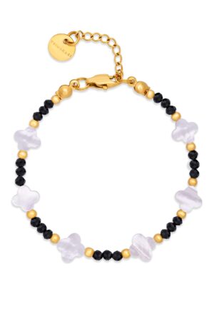 Bracciale a forma di trifoglio con tormalina nera