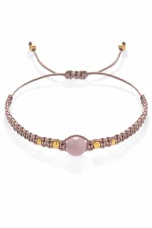 Bracciale macramè da donna - Quarzo rosa