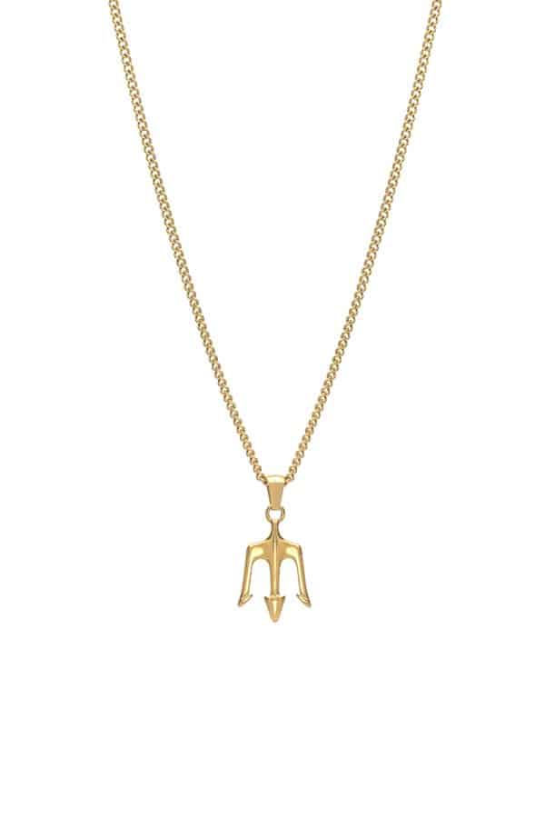 Trident necklace for men golden