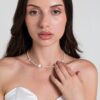 Pearl Necklace with Clover Charms