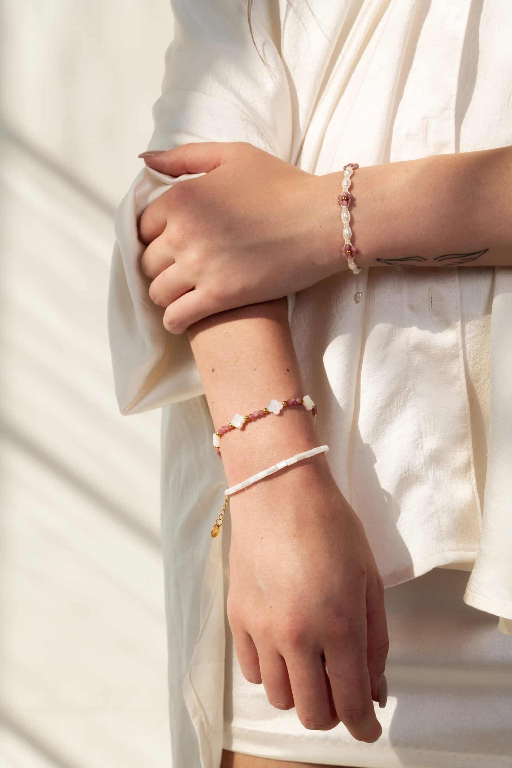 Clover bracelet with Pink Tourmaline