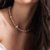 Pearl Necklace with Clover Charms