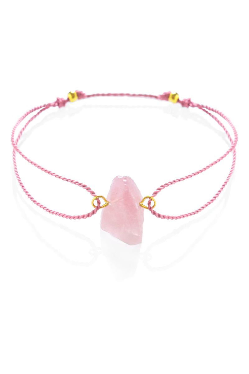 Pulsera de cristal de cuarzo rosa en bruto: Energía de amor intacta –  Trimakasi