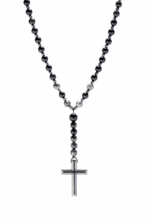 Rosary necklace Hematite and Obsidian