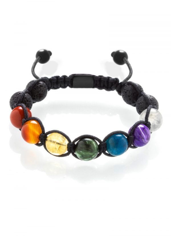 Chakra braided bracelet with lava stone