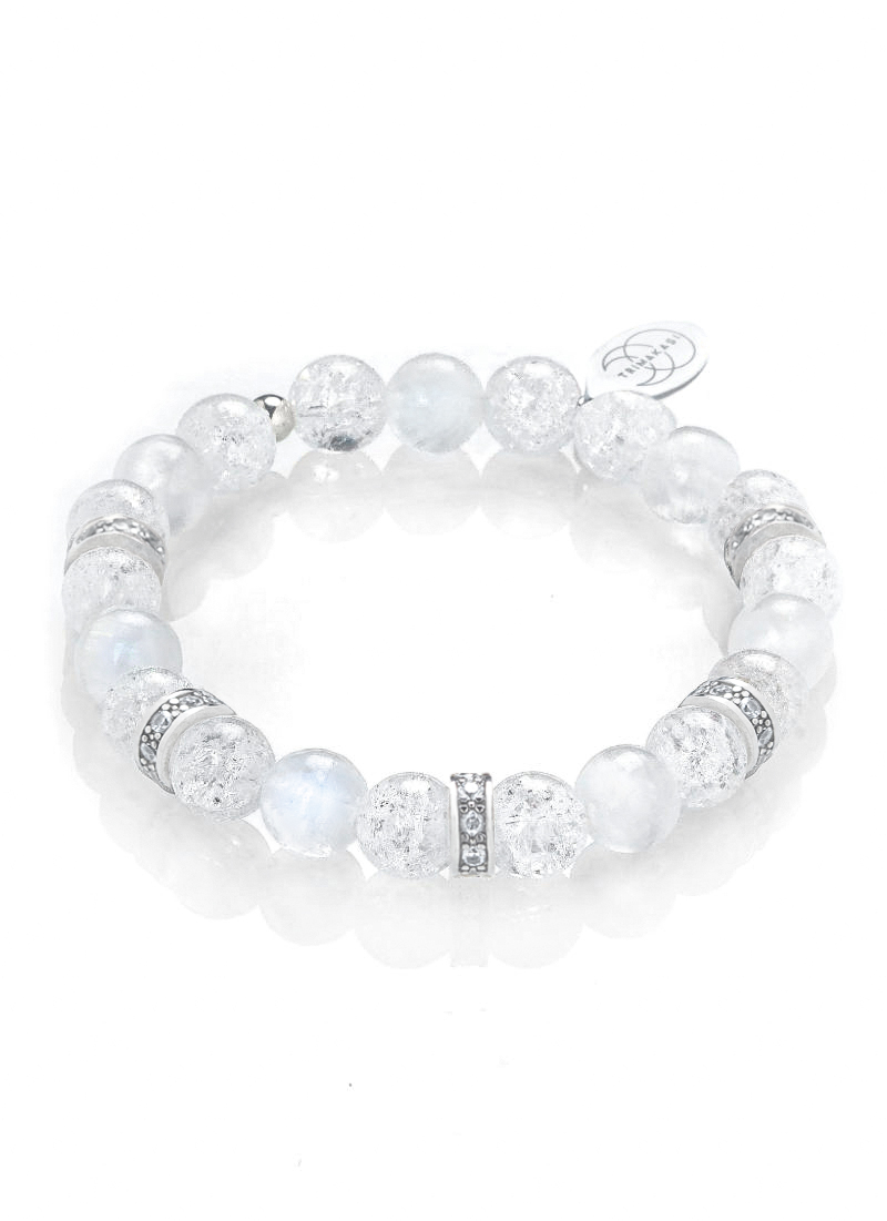 Ari Silver Pave Heart Stretch Bracelet in White Crystal | Kendra Scott