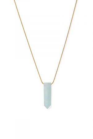 Aquamarine point gold necklace for women