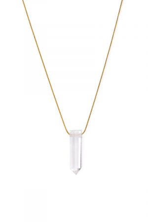 Women’s gold chain necklace - Crystal quartz