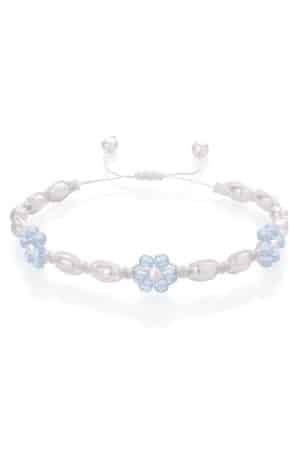 Flower bracelet Aquamarine and Pearls – Fleur Eterna