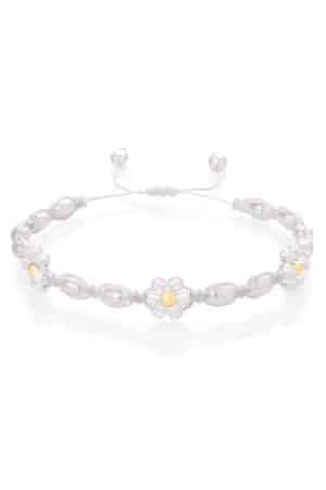 Flower bracelet Moonstone and Pearls – Fleur Eterna
