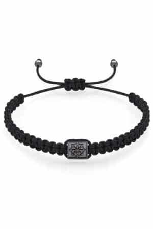 Men's macrame bracelet with black Dharma symbol
