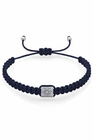 Men's macrame bracelet with silver Dharma symbol
