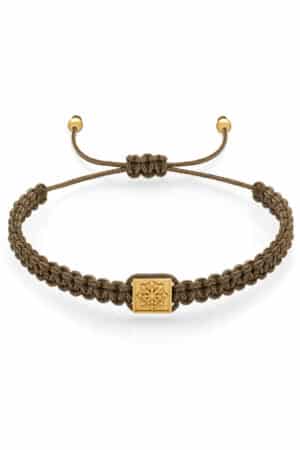 Men's macrame bracelet with gold Dharma symbol